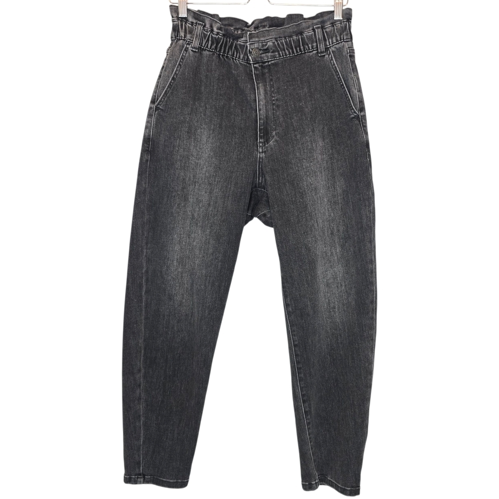 GAP Women Black Paperbag High Rise Tapered Jeans Sz Medium Minimalist Old Money